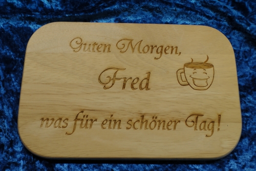 Frühstücksbrettchen &quote;Guten Morgen mit Kaffeetasse&quote;