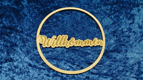 Holzschild rund &quote;Willkommen&quote; Ø30cm
