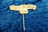 Personalisierter Cake Topper mit Text Happy Birthday und Namen
